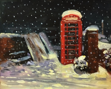 "Red Phone Box and Snow" 30 x 25cm
£350 framed £295 unframed